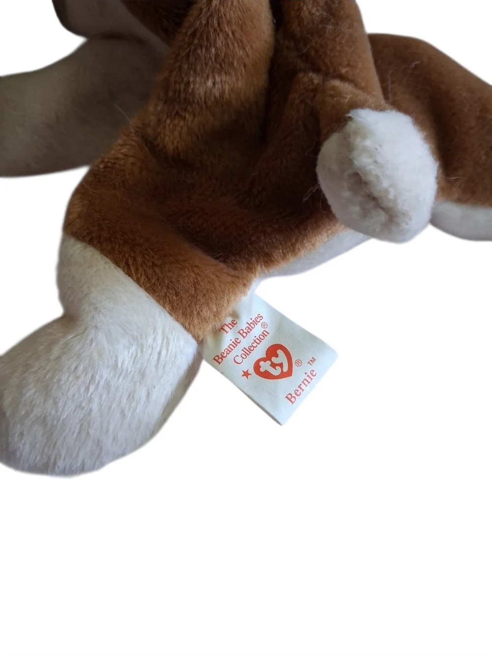Ty Beanie Baby 'Bernie' Brown and White Puppy Plush